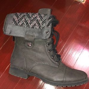 Gray combat boots